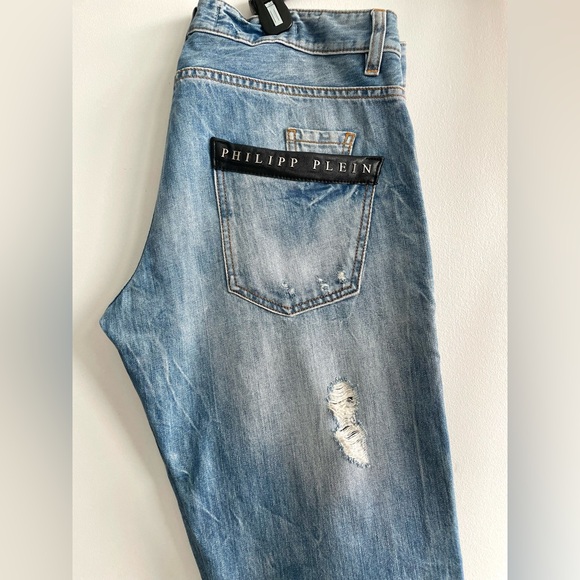 PHILIPP PLEIN- Men’s Straight Cut Distressed Jeans - Picture 2 of 8